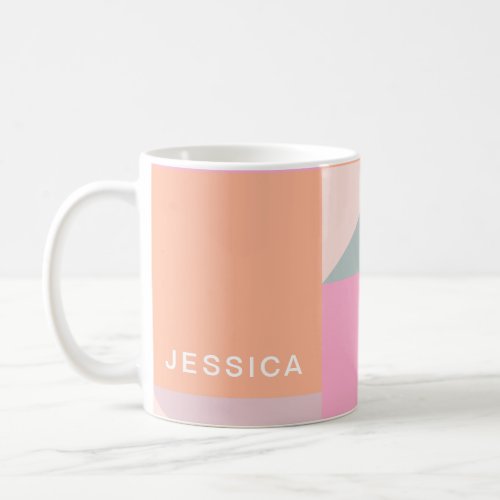 Pastel Color Block Geometric Shapes Personalized Coffee Mug