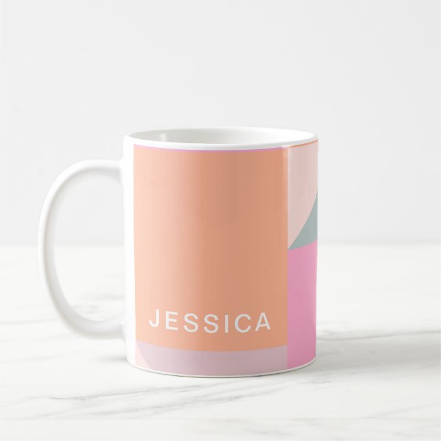 Pastel Color Block Geometric Shapes Personalized Coffee Mug (Left)