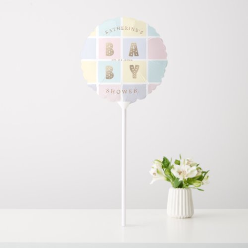 Pastel Color Block Gold Baby Shower Balloon