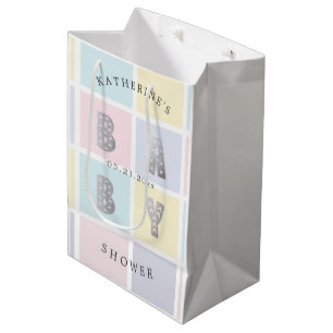 Pastel Color Block Gold Baby Shower Medium Gift Bag