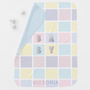 pastel color block monogram Baby Blanket