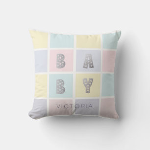 pastel color block monogram throw pillow