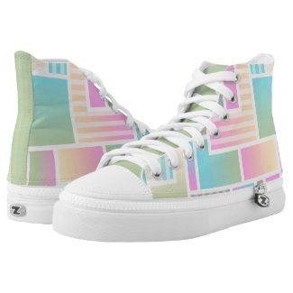 Pastel Color Blocks High Top Kicks Printed Sneaker Printed Shoes