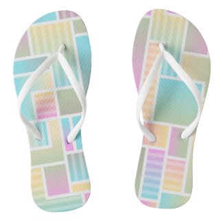 Pastel Color Blocks Pattern Flip Flops