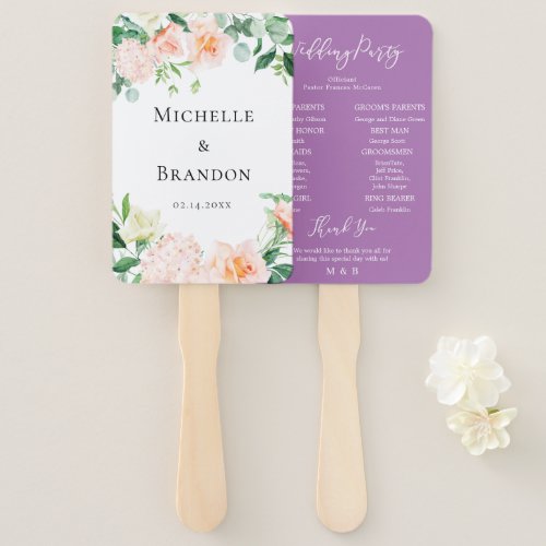 Pastel color blush  wedding foliage hand fan