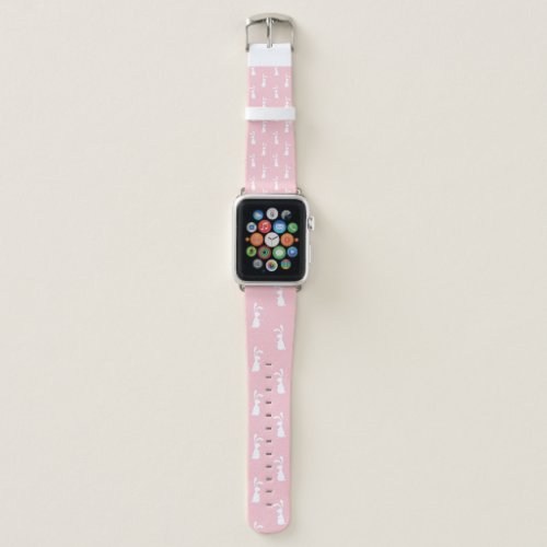 Pastel Color Bunny Pattern Pink Background Pet Apple Watch Band