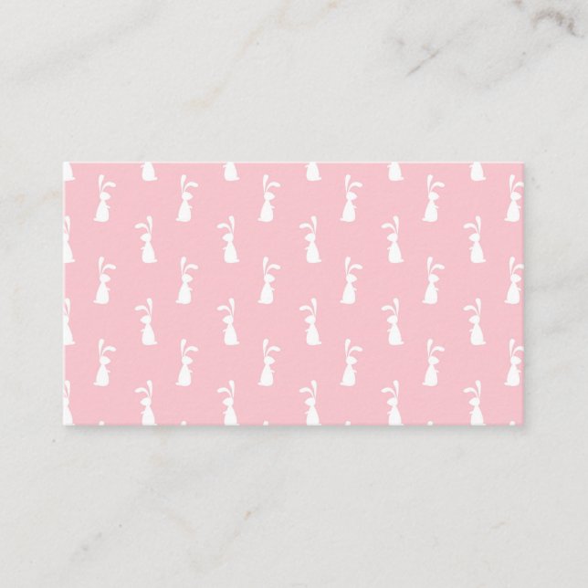 Pastel Color Bunny Pattern Pink Background Pet Business Card (Front)