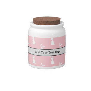 Pastel Color Bunny Pattern Pink Background Pet Candy Jar