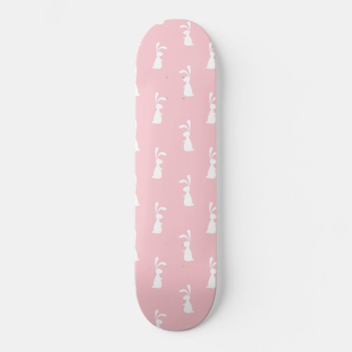 Pastel Color Bunny Pattern Pink Background Pet Skateboard