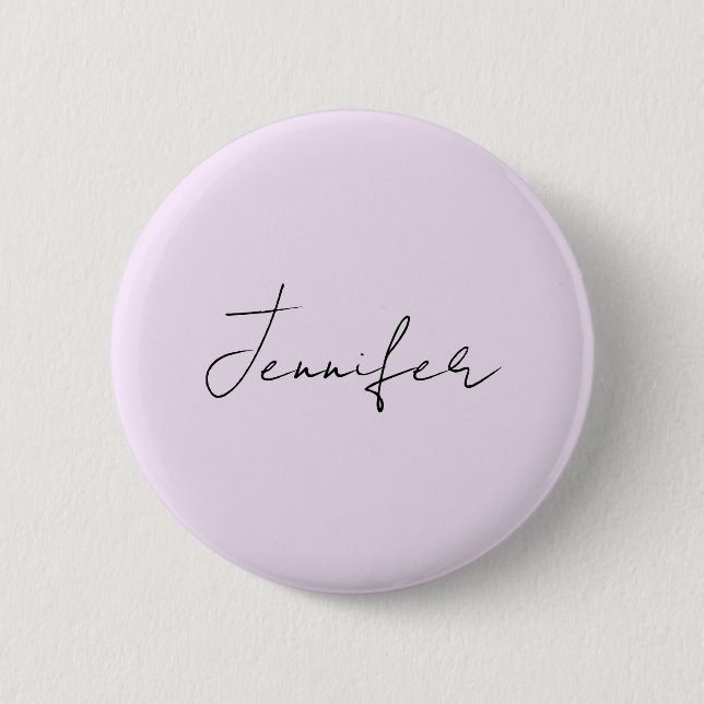Pastel Color Calligraphy Elegant Plain Simple Name Button (Front)