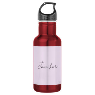 Pastel Color Calligraphy Elegant Plain Simple Name Stainless Steel Water Bottle