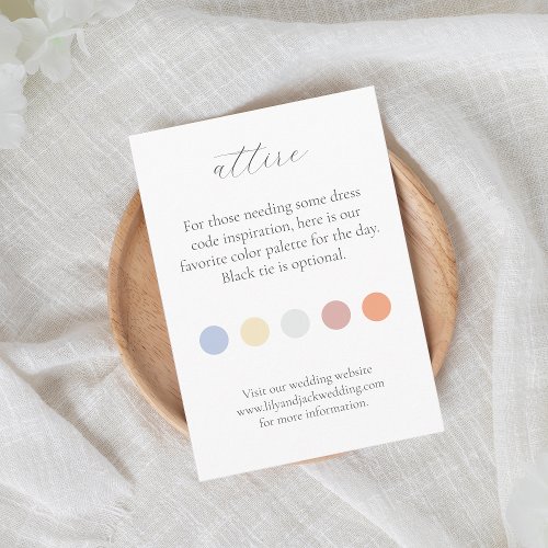 Pastel Color Dot Wedding Attire Dress Code  Enclosure Card