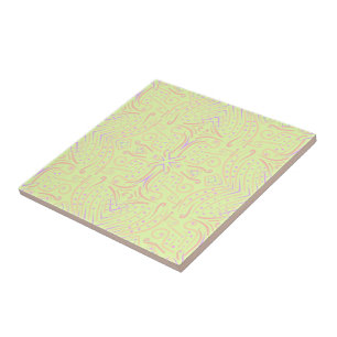 Pastel Color Dots And Tapered Lines Pattern Art Ceramic Tile