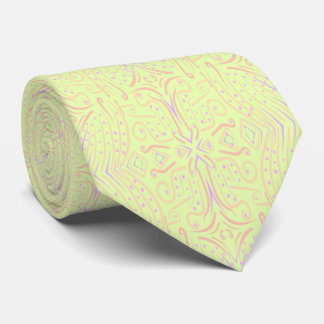Pastel Color Dots And Tapered Lines Pattern Art Neck Tie