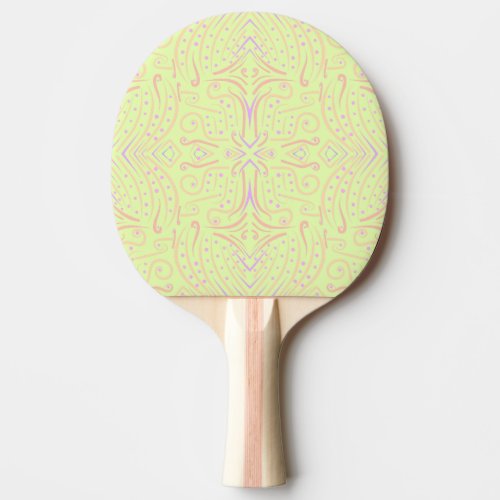 Pastel Color Dots And Tapered Lines Pattern Art Ping Pong Paddle