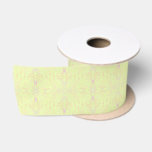 Pastel Color Dots And Tapered Lines Pattern Art Satin Ribbon