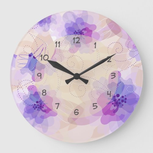Pastel Color Floral Design Large Clock