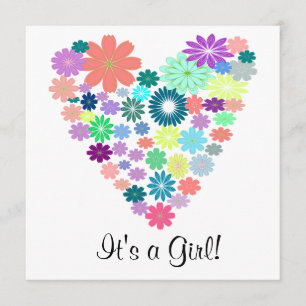 Pastel Color Floral Heart Baby Shower Invitation