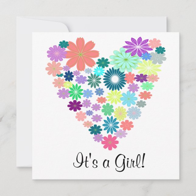 Pastel Color Floral Heart Baby Shower Invitation (Front)