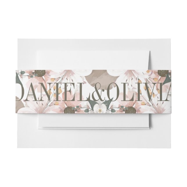 Pastel Color Floral Wedding  Invitation Belly Band (Front Example)
