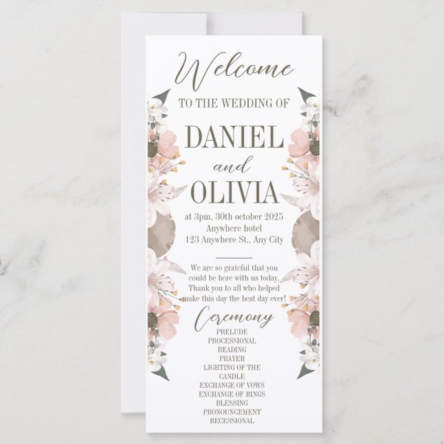 Pastel Color Floral Wedding Programs (Front)