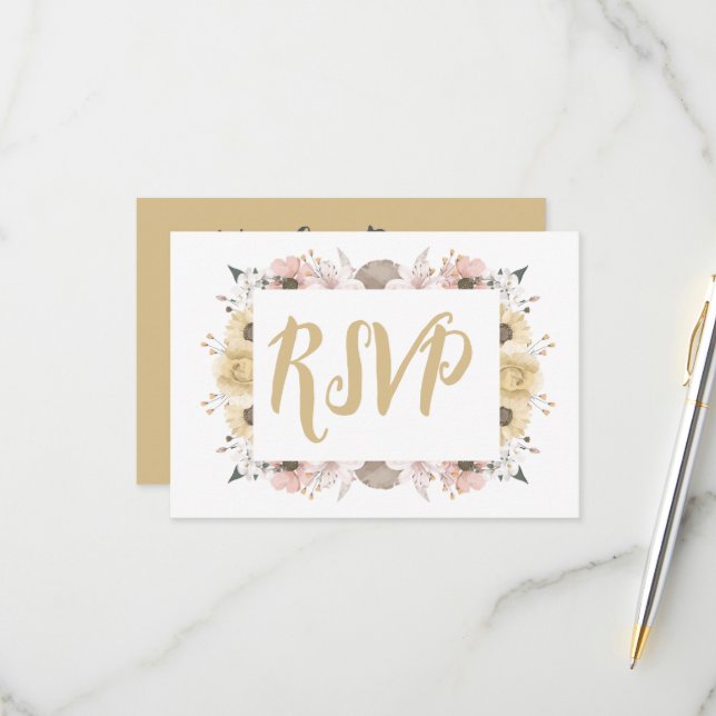 Pastel Color Floral Wedding RSVP Card (Front/Back In Situ)