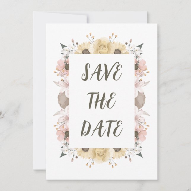 Pastel Color Floral Wedding Save The Date (Front)