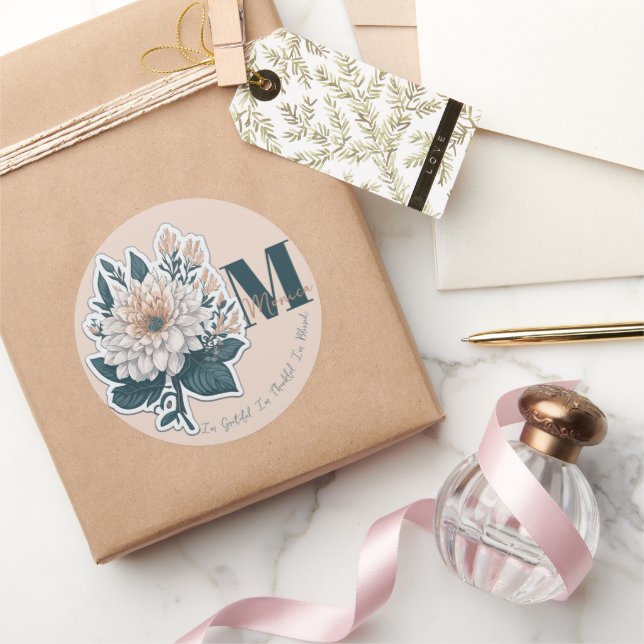 Pastel Color Flower Monogram Sticker (Gifting)