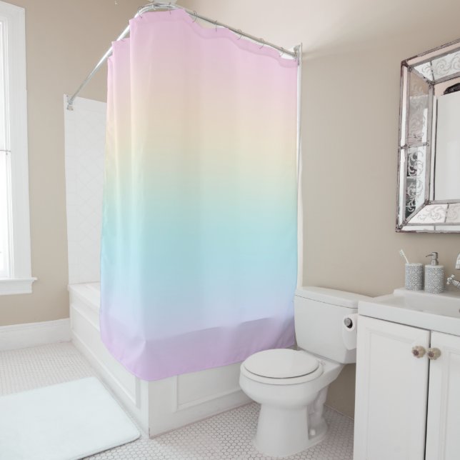 Pastel color gradient shower curtain (In Situ)