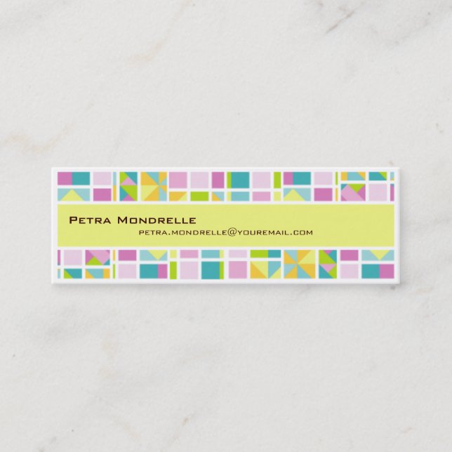 Pastel Color Grid Skinny Business Card (Front)