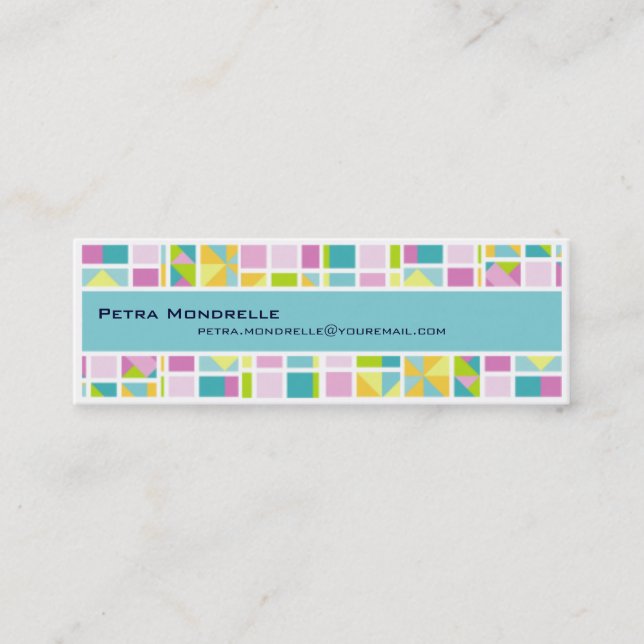 Pastel Color Grid Skinny Business Card (Front)