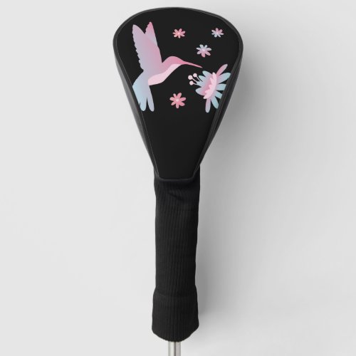Pastel color hummingbird bird with blossom gift golf head cover