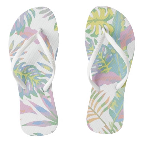 Pastel Color Jungle Seamless Tropical Flip Flops