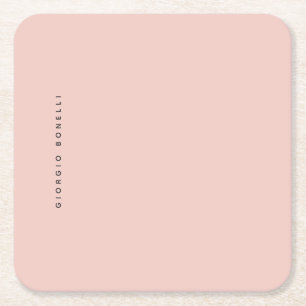 Pastel Color Minimalist Personal Modern Own Name Square Paper Coaster