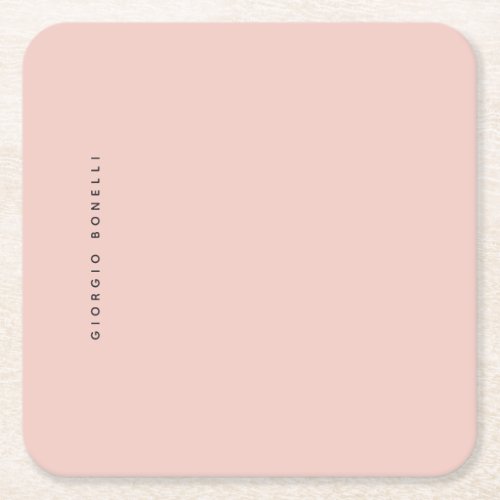 Pastel Color Minimalist Personal Modern Own Name Square Paper Coaster