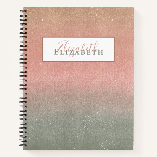Pastel Color Ombre Glitter Name Notebook (Front)