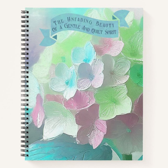 Pastel Color Orthensia Painted Flower,Bible Verse Notebook (Front)