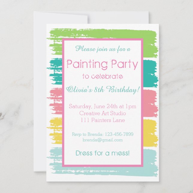 Pastel Color Painting Party Birthday Party Invitation (Front)