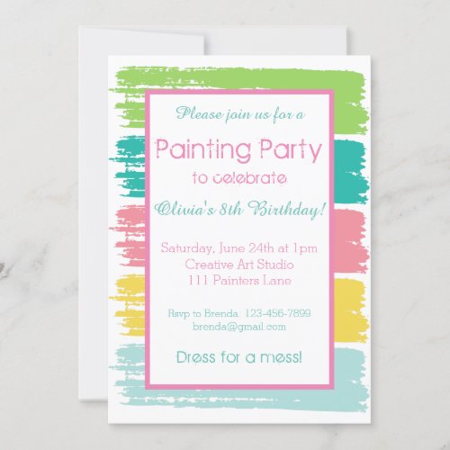 Pastel Color Painting Party Birthday Party Invitation