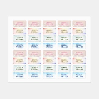 Pastel Color Personalized Name School Kids' Labels