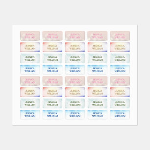 Pastel Color Personalized Name School Kids' Labels