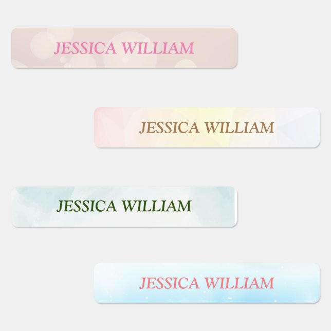 Pastel Color Personalized Name School Kids' Labels (Group)