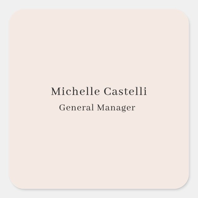 Pastel Color Professional Unique Classical Simple Square Sticker (Front)