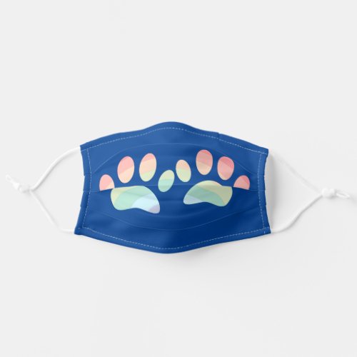 Pastel Color Rainbow Dog Paw Prints Adult Cloth Face Mask