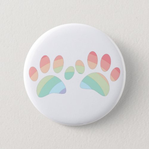 Pastel Color Rainbow Dog Paw Prints Button