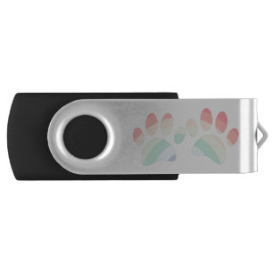 Pastel Color Rainbow Dog Paw Prints Flash Drive