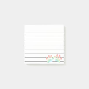 Pastel Color Rainbow Dog Paw Prints Lined 3x3 Post-it Notes