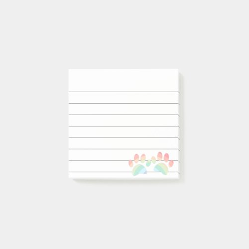 Pastel Color Rainbow Dog Paw Prints Lined 3x3 Post_it Notes