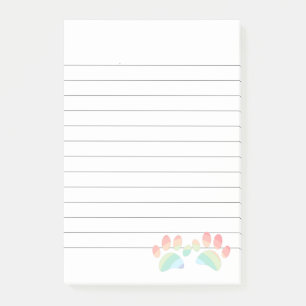 Pastel Color Rainbow Dog Paw Prints Lined Post-it Notes