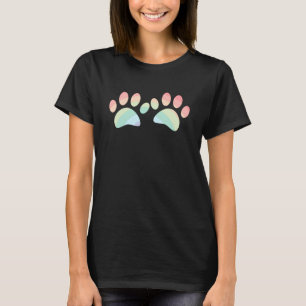 Pastel Color Rainbow Dog Paw Prints T-Shirt